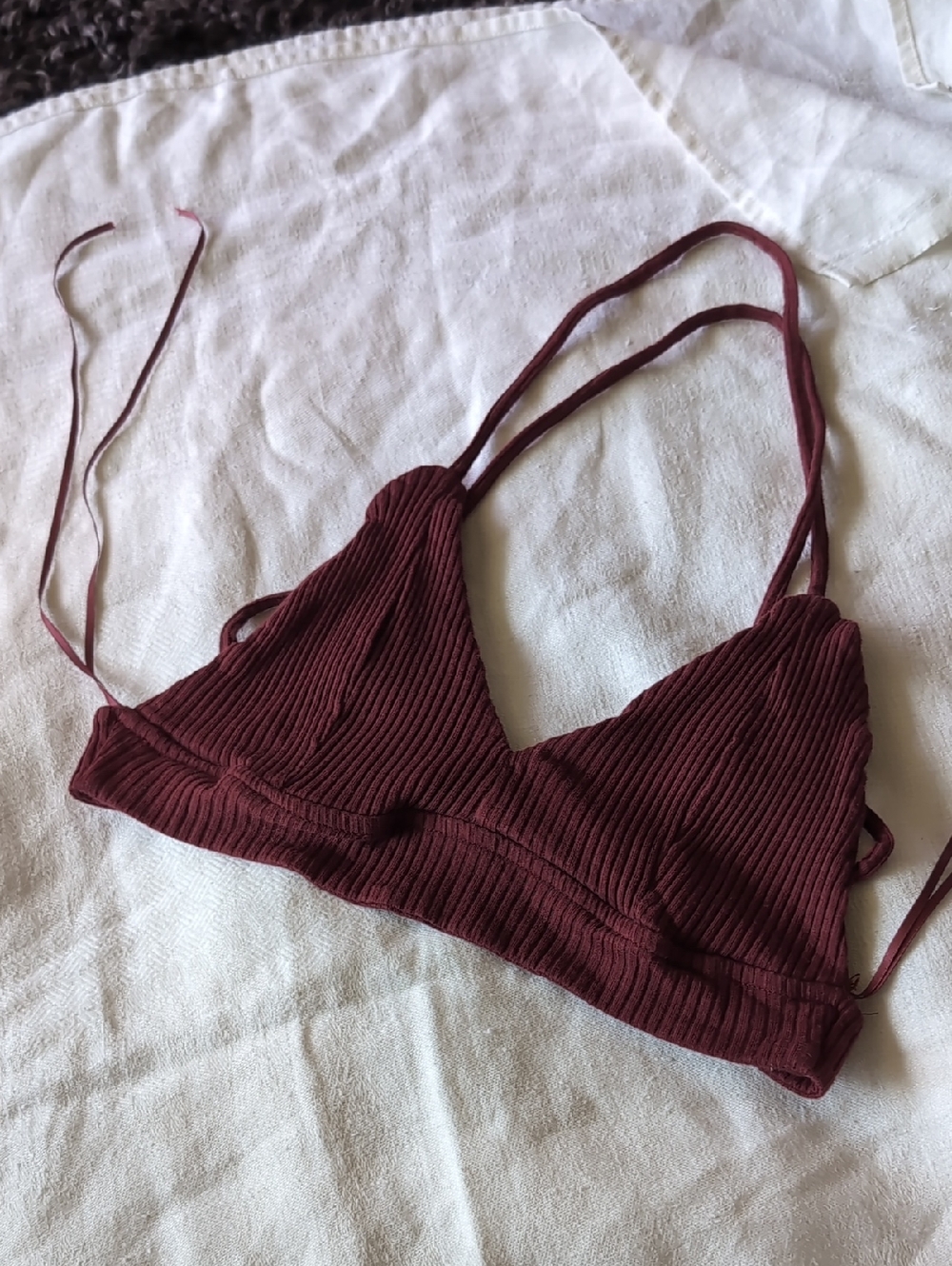 HYFVE Ribbed Bralette in Burgundy